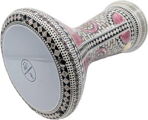 กลองดัมเบกอียิปต์ Gawharet El Fan ขนาด 17.5 นิ้ว สีชมพู ประดับมุก สำหรับมืออาชีพ - Product Image 2