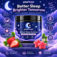 Gummies Sommeil Naturel Sans Mélatonine avec Valériane, L-Théanine, Magnésium, Passiflore, Saveur Fraise, 60 Gummies, Marque Privée