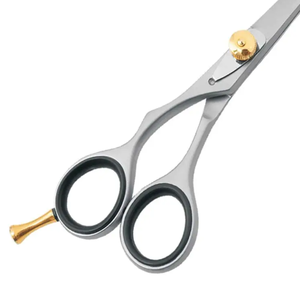 Tijeras de peluquero de alta calidad para zurdos (borde convexo/biselado) Reposapiés y tornillo ajustables de acero inoxidable - Product Image 2