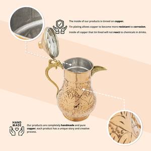 Pichet en cuivre en métal artisanal-Design antique, récipient à boisson élégant pour la maison, la cuisine et les fêtes - Product Image 3
