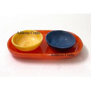 Assiette de fruits ovale de luxe plateau de service en résine fait à la main plateau décor à la maison avec tourbillon Unique élégant plateau de vaisselle collations bols assiettes - Product Image 1