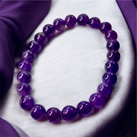 Bracelet perlé unisexe tendance Shrekha Creations en pierre naturelle d'améthyste de 6 à 8 mm, perles de cristal, pierre de guérison, vente en gros
