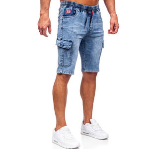 Shorts en jean décontractés pour homme, taille haute, extensible, nouveau denim bleu noir, vêtements d'été, tissés, imprimés, respirants, streetwear - Product Image 3