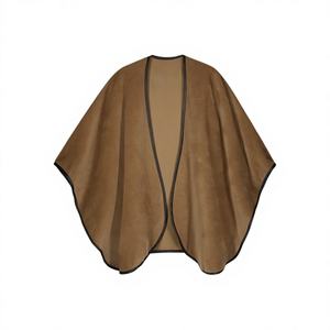 Capa de Lujo de Lana de Cordero Marrón para Mujer, 100% Alta Calidad, Bajo MOQ, Precio Bajo, Moda de Invierno 2026, con Cuello de Piel de Zorro Sintética - Product Image 1