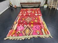 Tapis marocain vintage aux couleurs vibrantes, authentique tapis berbère bohème avec motif géométrique antique pour un espace moderne