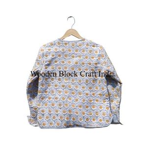 Chaqueta Étnica Estampada Hecha a Mano de Algodón Vintage con Detalle de Botones para Mujer, Elegante y Reversible, Estilo Kantha para Invierno - Product Image 5