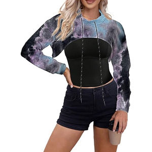 Sweat-shirts courts pour femmes de haute qualité, très vendus, respirants, anti-boulochage, coupe ajustée, design personnalisé, sweat-shirts courts pour femmes - Product Image 4