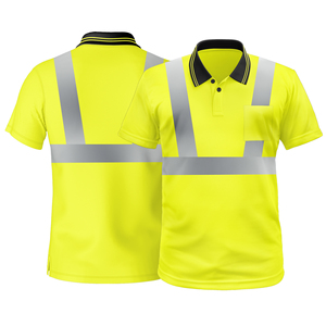 <b>High</b> Visibility Reflective Safety Fluorescent Polo <b>Shirt</b> Short Sleeve Hi <b>Vis</b> Workwear Quick Dry Construction Work Wear - Product Image 1