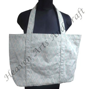 Bolso de hombro de playa de diseño personalizado, bolso de mano grande de lona de algodón con estampado floral, bolso de hombro - Product Image 5