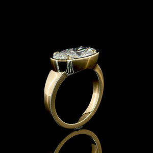 Elegante anillo de compromiso solitario de plata 925 con diamante ovalado de 3.05 quilates cultivado en laboratorio, joyería nupcial moderna con engaste solitario fino. - Product Image 1