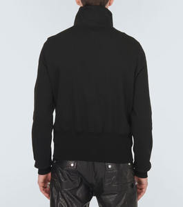 <b>Black</b> <b>Zip</b>-<b>Up</b> Jacket with High Collar and Minimalist Custom Logo for <b>Men</b> Stylish Wear with Modern Zipper <b>Hoodies</b> Sweatshirt - Product Image 5