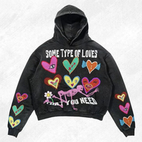 Sudadera con capucha de forro polar extragrande unisex con cremallera, estampado 3D de espuma Y2K, lavado vintage, gráfico personalizado y de peso pesado