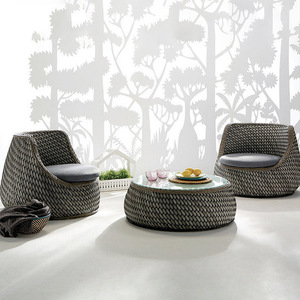 Ghế mây ngoài trời ba mảnh ngoài trời ban công sofa sân kết hợp Bắc Âu bàn trà đơn giản Bộ sofa giản dị - Product Image 5