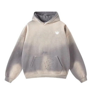 Sweat-shirt à capuche court en molleton français double couche, délavé à la pierre, lourd, 480 à 500 g/m², délavé au soleil, pour hommes, vente en gros - Product Image 2