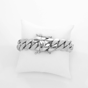 Bracelet Shreya Diam fait main en argent 925 plaqué or, chaîne cubaine Miami 18 mm, style hip-hop pour homme, à porter au quotidien - Product Image 1