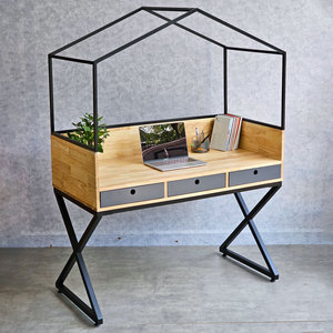 House-Shape <b>Folding</b> Wooden <b>Desk</b> with Storage for Home Office Hotel Workshop-120x60cm - Product Image 2