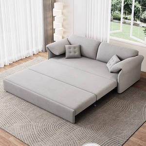 Modern Minimalist Sectional <b>Sofa</b> Bed Multi-functional Fabric Villa Living Room Furniture Set with <b>Cream</b> Color - Product Image 2