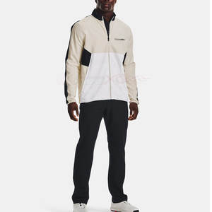 Chaqueta cortavientos lisa de moda para hombre con logotipo personalizado, chaquetas impermeables deportivas con cuello levantado y tela de lona - Product Image 3