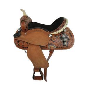 Sillín de doma occidental empaquetado personalizado de alta calidad Durable cuero genuino equitación estilo inglés hecho a mano Color negro - Product Image 1