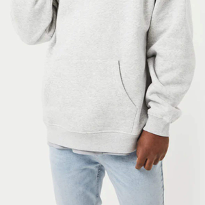 80% coton 20% polyester chaud gris solide surdimensionné pull à capuche épaules tombantes décolleté croisé ourlet côtelé poignets tricoté - Product Image 6