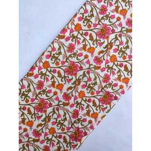 Jaipur Bazar Sanganeri Hand Block Printed <b>Organic</b> Cotton Fabric 44/112 cm Width Combed and Carded <b>Yarn</b> for Upholstery Home Decor - Product Image 1