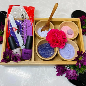 Disposable Bamboo Spa <b>Tray</b> with 4 Slots Essential <b>Oil</b> Serving <b>Tray</b> Pedicure Spa <b>Tray</b> for Home Use - Product Image 3