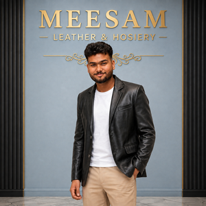 Veste moto en cuir véritable noir pour homme, coupe ajustée, col rabattu, fermeture éclair, longueur normale, vêtement d'automne - Product Image 2