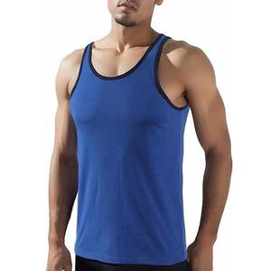 <b>Men's</b> Clothing Blue and <b>Black</b> Color Polyester Sleeveless <b>Tank</b> <b>Tops</b> - Product Image 1