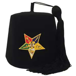 Wholesale Cheap Masonic Order of Eastern Star Black & White Fez Cap Special Custom White Fez Cap