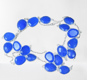 สร้อยคอเงินแท้ 925 ประดับด้วยพลอยบลูคาลซิโดนี แบบหมุนได้ งานแฮนด์เมดสำหรับผู้หญิง ของขวัญงานแต่งงาน วันเกิด ประทับตรา 925 - Product Image 1