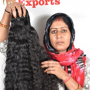 Extensions de cheveux humains indiens bouclés naturels non traités de meilleure qualité 100% paquets vierges bruts de couleur noire - Product Image 6