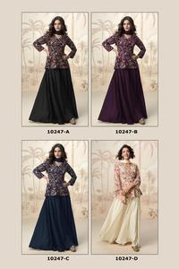 Costume Salwar kameez Palazzo entièrement cousu Readymade avec séquence incorporée Costume de fête de travail du fournisseur indien - Product Image 5