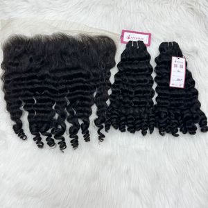 วิกผมแท้สำหรับคน100บราซิลเลียนผมแท้หยิก3มัดพร้อมลูกไม้ด้านหน้า - Product Image 2