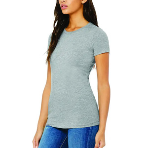 เสื้อยืดสตรีผ้าคอตตอน100% ลำลองแขนสั้น, เสื้อสีพื้น - Product Image 5