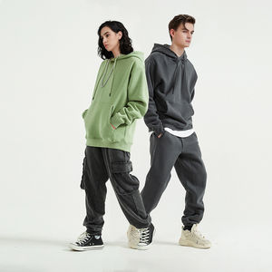 Conjunto de 2 piezas unisex para hombre y mujer, pantalones de chándal en blanco y Jersey con cremallera, Sudadera con capucha, logotipo personalizado, ropa de calle polar, chándales - Product Image 3