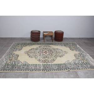 Tapis turc vintage classique beige et vert 6X9,4 pieds tissage plat en laine avec support en latex pour décorations de salon - Product Image 3