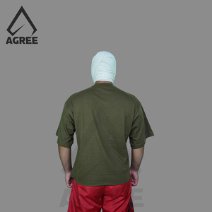 T-shirt Homme Classique 100% Coton Épais Col Rond Coupe Ample Épaules Tombantes Séchage Rapide Écologique Respirant Vert Olive - Product Image 6