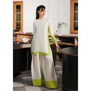 Ensemble shalwar kameez tendance en satin 2 pièces avec décoration boutonnée pour filles - Product Image 5