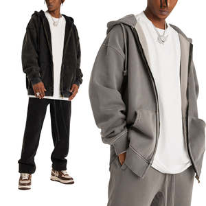 Custom Baggy Chándal Full Zip Hoodies Fleece Custom Logo Vintage Heavy Weight Hoodie French Terry Zip up Hoodie - Product Image 1