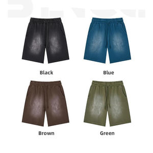 Custom 360GSM 100% algodón pantalones cortos de los hombres de peso pesado Dip Dye pantalones cortos de gran tamaño de calidad superior lavado con ácido pantalones cortos bolsillo en la espalda - Product Image 6