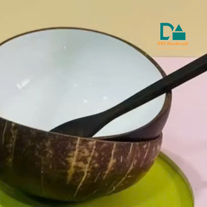 Tazón de Coco Decorativo Pintado a Mano con Ratán, Vajilla Vietnamita Ecológica para Fiestas, Muestra Gratuita B2B - Product Image 5