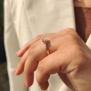 Anillo de Compromiso de Diamante Cultivado en Laboratorio de Primera Calidad, 1 Quilate, para Mujer, Oro Sólido de 10k, 14k, 18k, Corte Marquesa EF, Sin Níquel, Sin Plomo, para Novia, Boda - Product Image 3