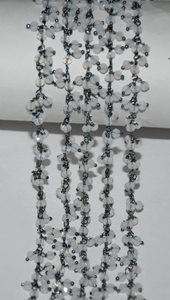 Magnifiques perles de verre en grappe arc-en-ciel blanches, chaîne de chapelet plaquée noire, chaîne perlée faite à la main pour la fabrication de bijoux - Product Image 2