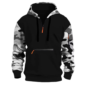 Sudadera con Capucha de Alta Calidad, 100% Algodón, Sudadera con Capucha Unisex, Bolsillo en la Manga con Cremallera, Diseño de Camuflaje con Estampado DTG para Hombre, Sudadera Extra Grande - Product Image 1