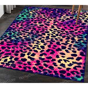 Alfombra con Estampado de Leopardo Rosa - Diseño Moderno para Sala de Estar, Cuarto de Niños, Oficina, Alfombra de Terciopelo de Lujo - Product Image 2