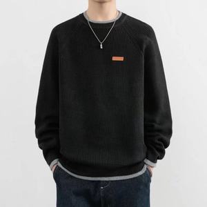 Pull en coton 100% tricoté pour l'hiver, anti-boulochage, logo sur le devant, couleur personnalisable, personnalisable, col rond pour homme - Product Image 5