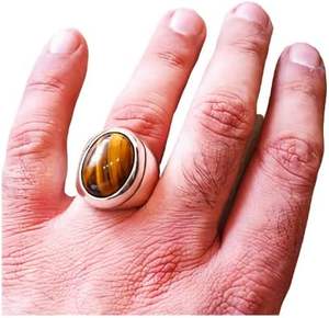 Bague pour homme en gros, nouvelle arrivée, pierre précieuse œil de tigre naturelle, design arabe ottoman, cadeau d'anniversaire, bijoux, bague en argent sterling 925 - Product Image 1