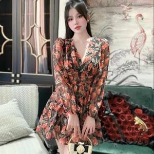 2023 Summer Long Casual <b>Dresses</b> Fashionable <b>Chiffon</b> <b>Maxi</b> Lady <b>Dress</b> with Floral Pattern Reasonable Price Customizable Washable - Product Image 2