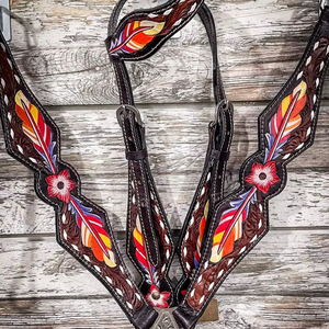 Juego de tachuelas de caballo occidental de cuero duradero de lujo Premium con logotipo personalizado incluye cuello de pecho de cabeza caballo de tiro completo - Product Image 1