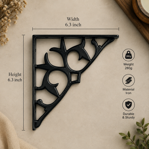 SHUBHAM Black Decorative Metal <b>Shelf</b> Bracket Wall Mount <b>Rack</b> Support for Kitchen Bathroom Living Room - Product Image 4